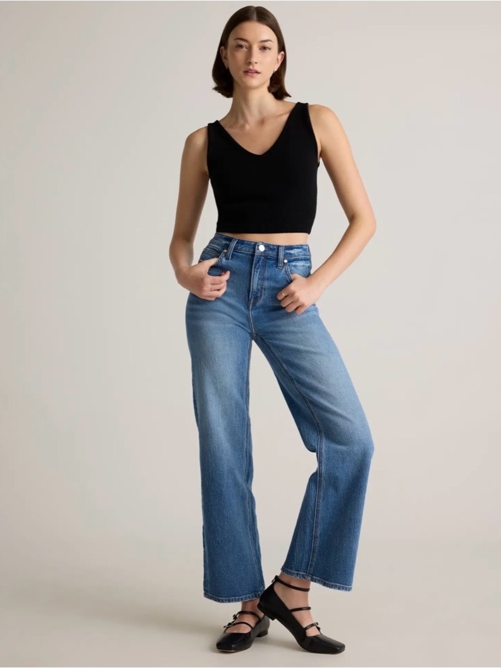 Quince Bella Stretch Wide Leg Jeans Size 26 x 28 MSRP $218